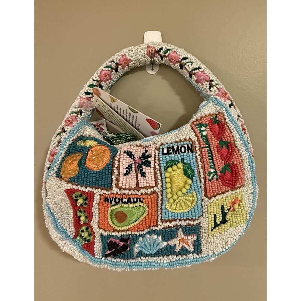NEW‎ RELEASE Viral Made In India Beaded Fruit Flowers And Shells Summer Bag, NWT - Picture 4 of 4